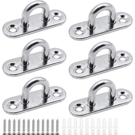 6 pièces plaques à œillets Plaque de Couverture en Acier Inoxydable Plaque de mât de 5mm Crochets de Fixation Robustes pour Crochets muraux chaises suspendues auvent Accessoires de Bateau etc (1/5)