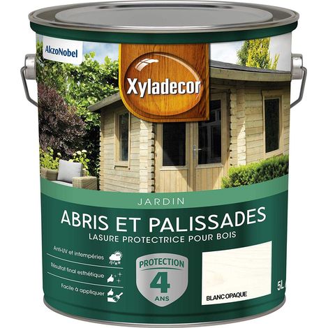 Lasure Protectrice pour Bois Extérieur - Abris, Palissades, Bois de jardin - Couleur : Mat Blanc Opaque - Quantité : 5L, 5324239 (1/5)