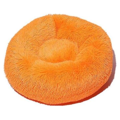 Rundes Donut-Kissen für Katzen und kleine bis mittelgroße Hunde, orange, 50 cm Durchmesser (1/5)