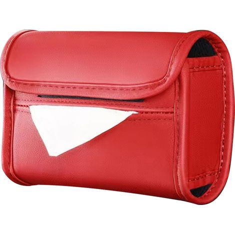 Porte-mouchoir d'accoudoir en cuir PU résistant, boîte à mouchoirs pour siège arrière, organisateur de serviettes rouge (1/5)