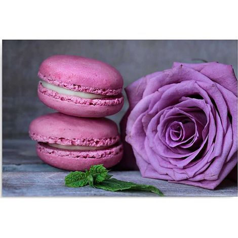 Tableau macarons bois et rose - 50 x 40 cm (1/4)