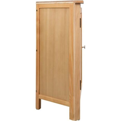 Meuble d'Angle en Chêne Massif, 59 x 45 x 80 cm, Rangement Compact et Élégant pour Salon ou Entrée (1/5)
