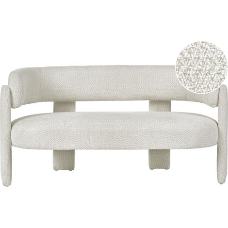 Sofa 2-Sitzer BUREA Chenillegewebe Cremeweiß