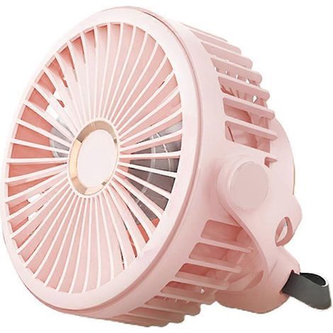 Ventilateur de bureau/suspension rechargeable USB 5000/10000 mAh pour voyages et ascensions en montagne - 10000 mAh - Rose (1/4)
