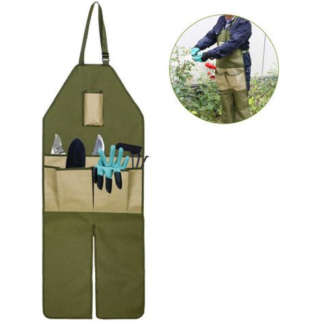 Tablier de jardinage garni multi-poches en tissu Oxford Colorblock Version étendue tablier de leggings de jardin 11845 cm (1/4)