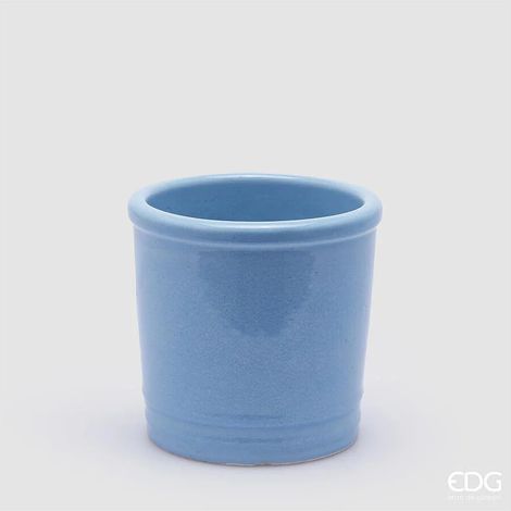 EDG, VASO GLAZE CILINDRO IN CERAMICA, AZZURRO, VASI FIORIERE