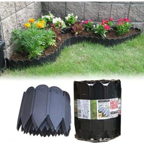 BUNTHAUS PA Bordure de jardin pavée 2m – Hauteur 15 cm – Matériau PP noir – Résistante aux intempéries – Installation sans creusage (1/5)