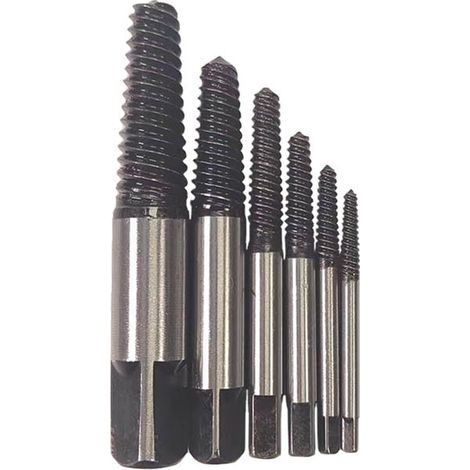 Set mit 6 Ausdrehern für beschädigte Schrauben, Ausdreher für abgebrochene Schrauben und Bolzen, Ausdreher für Feingewindeschrauben und Gewindebolzen, geeignet für beschädigte Schrauben und Muttern.