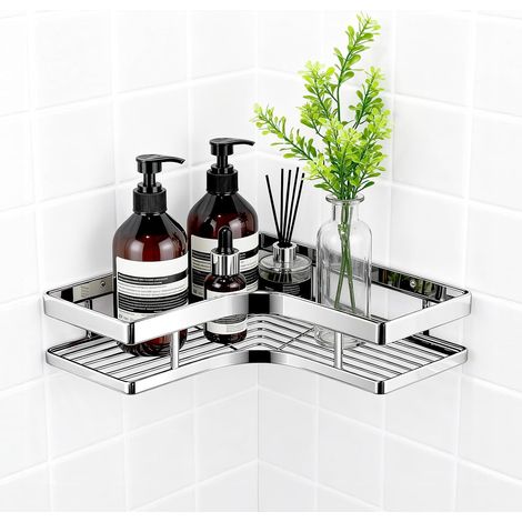 CCYKXACorner Shower Shelf without Drilling, Stainless Steel Wall Mount with Strong Adhesive for Bathroom and Toilet (1/5)