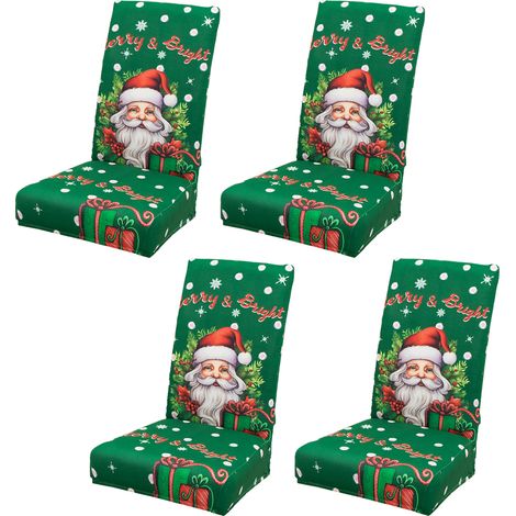 4 waschbare und wiederverwendbare Weihnachtsstuhlhussen für Esszimmer, Küche und Partys, grün (1/3)