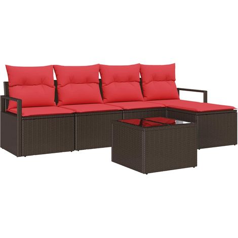 Sofa Set mit Kissen Braun Poly Rattan vidaXL