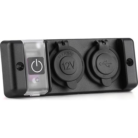 Prise Allume-Cigare 12V Étanche Double USB avec Interrupteur Panneau pour Voiture Camping-Car Bateau Marine (1/5)