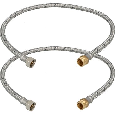 Connettore flessibile da 3/8” femmina-maschio per raccordi, 80 cm, set da 2 pezzi (1/5)