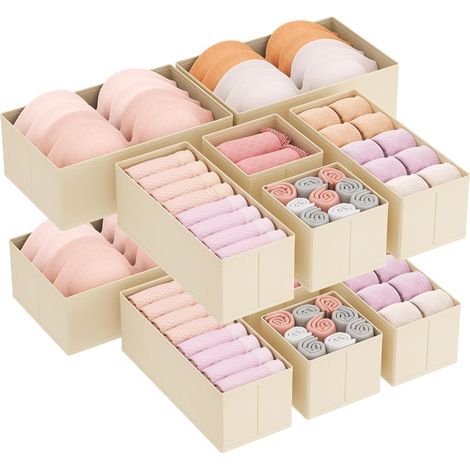 Lot de 12 Organisateur Tiroir, Pliable, Tissu non tissé, Séparateur, Rangement Armoire, Chaussettes, Sous-vêtements (1/5)