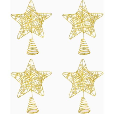 Estrella de Navidad - Adorno para la cima del árbol - Decoración dorada, estrella brillante para árbol de Navidad, adornos para árbol de Navidad (4 piezas) (1/5)