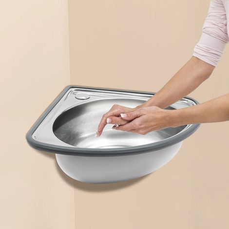 Einzelbecken-Waschbecken, Badezimmer-/Küchenspüle, Edelstahl, wandmontiert, Wohnmobil-Spüle (1/5)