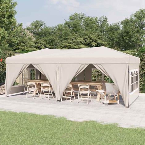 vidaXL Carpa para fiestas plegable con paredes laterales crema 3x6 m (1/5)