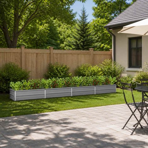 vidaXL Cama de Jardín Elevada Gris 320 x 40 x 24 cm (1/5)