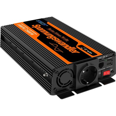 Onduleur, Onde Sinusoïdale Pure, 1000W de Puissance Continue, Inverseur de prises EU, 12V, 220-240V (1/2)