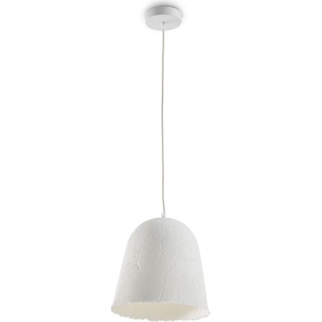 Lampe de plafond artisanale en papier mâché blanc (1/2)