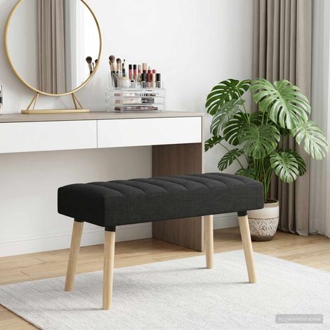 vidaXL Panchina trapuntata a canale Nero 80 x 40 x 46 cm Tessuto