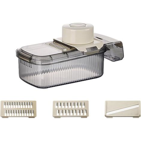 Grattugia multifunzionale per cucina, tagliaverdure manuale con 3 lame intercambiabili, taglia patate e carote con contenitore di raccolta, per verdure (1/5)