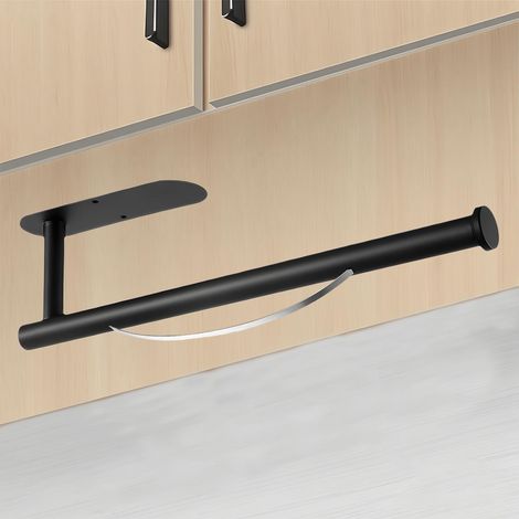Porte-Rouleau Cuisine Noir, Auto-Adhésif, Sans Perçage, Inoxydable, Mural, Essuie-Tout, Décor (1/5)