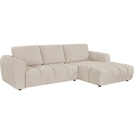Canapé d'angle gauche en tissu beige Syrel (1/5)
