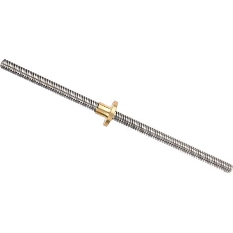Tige filetée trapézoïdale T8 en acier inoxydable 8mm, écrou en laiton pour imprimante 3D, longueur 300mm