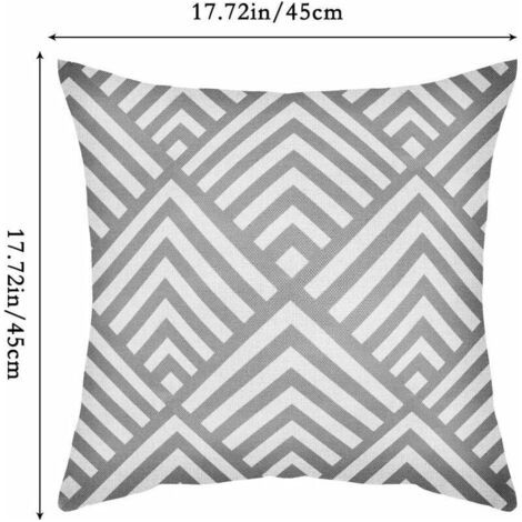 NALOOKAMIC  Lot De 4 Housses De Coussin Gris Meubles D'extérieur Décoratifs Lin Carré Impression Simple Face Taie D'oreiller Pour Bureau À Domicile Canapé Canapé Voiture Jardin 45 X 45 Cm