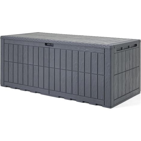 Ouverture assistée, coffre de rangement extérieur 180 gal verrouillable avec couvercle, poignées et fonction banc (1/2)