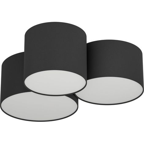 Luminaire plafonnier Pastore 2 à 3 flammes, lustre en tissu noir (1/5)