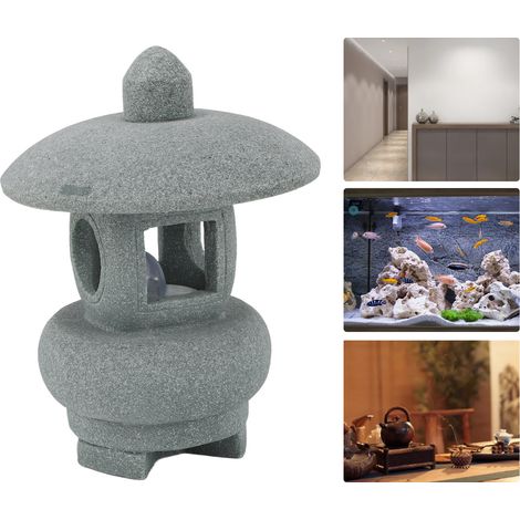 Estatua de pagoda iluminada hecha de piedra azul, tipo 2, modelo en miniatura para diseño de acuarios y jardines. (1/5)