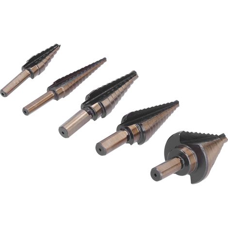 5-teiliges Stufenbohrer-Set (Zoll) aus Hochleistungs-Schnellstahl, robust, langlebig, schneller, glatter, Titan-Stufenbohrer (1/5)