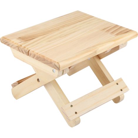 Petit banc carré pliable en bois massif, Styles ruraux, conception ergonomique, fabrication soignée (1/5)