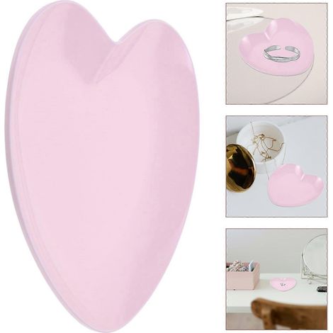 Plat à bijoux en acier inoxydable en forme de cœur, porte-clés, bol à boucles d'oreilles, rose bonbon, lot de 2 pour la décoration de chambre (1/3)
