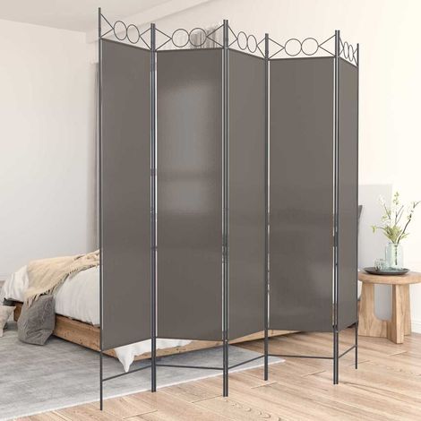 Paravent Cloison de séparation 5 panneaux - Séparateur de Jardin Anthracite 200x200 cm Tissu BV908461 - BonneVie (1/5)