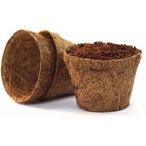 Coir Pots - Pack of 10 - Fibre/Latex - H8 cm