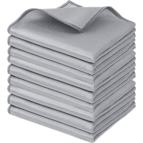 Chiffons de nettoyage pour miroirs, lot de 9 chiffons de nettoyage en microfibre pour le verre, ne laissent pas de traces d'eau, non pelucheux, très absorbants, chiffons ménagers multi-usages. (1/5)