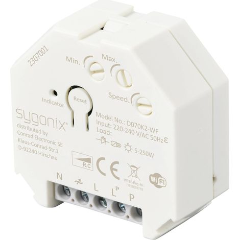 Sygonix SY-5775566 Variateur encastré Adapté pour ampoule: Lampe LED, Ampoule électrique, Lampe halogène blanc (1/5)