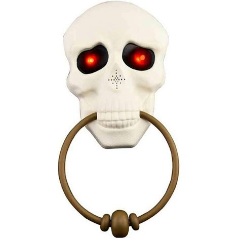 Sonnette de porte Halloween effrayante avec yeux lumineux et son, décoration maison, blanc, taille unique – DELKEVIC (1/5)