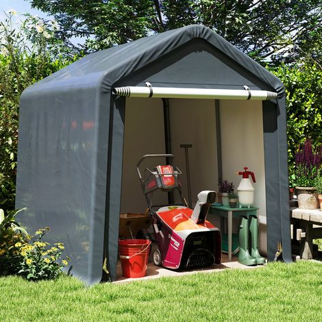 Abri de Vélos Extérieur de 240x195x214cm Abri de Garage Portable pour Motos Housse Imperméable avec Porte à Fermeture Éclair Gris (1/5)
