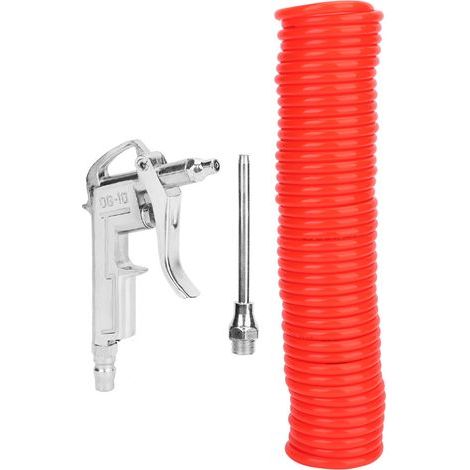 Souffleur de Poussière Pneumatique Pistolets de Soufflage Pneumatiques en Alliage D'aluminium Pistolets de Soufflage avec Tuyau à Ressort de 9 M Outil de Soufflage de Poussière. (1/5)