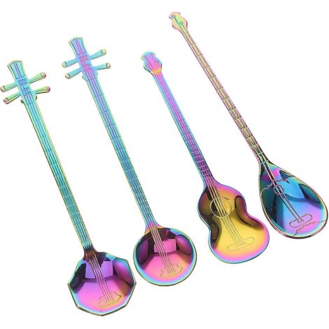 Cuillères à dessert en acier inoxydable, compatibles avec les instruments de musique, pour mélanger, lot de 4 (1/5)