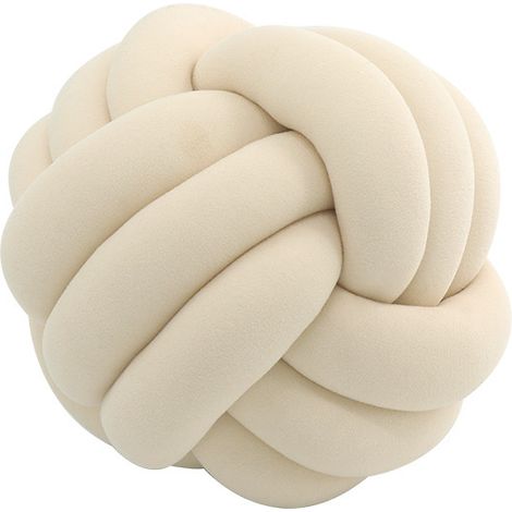 Coussin Rond Noué Coussin,Ousse de Coussin Noeud,Décoration Coussin Enfant Coussin Bébé Dos Coussin Bebe Sieste Oreiller Peluches Poupees Jouets pour EnfantsNouveau lait blanc 20CM