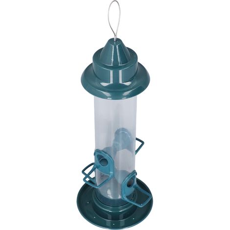 Mangeoire suspendue pour oiseaux, anti-écureuil, crochet réglable, automatique, avec 4 perchoirs pour extérieur vert (1/5)