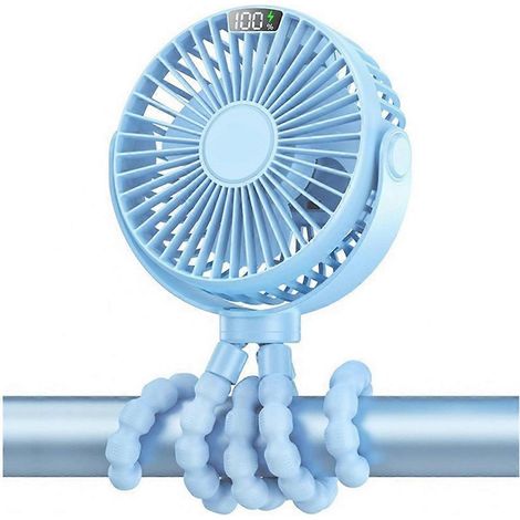 Tragbarer Kinderwagenventilator mit Display, Mini-Clip-Ventilator 4000 mAh, wiederaufladbar, 4 Geschwindigkeitsstufen, für Babyschalen. (1/5)