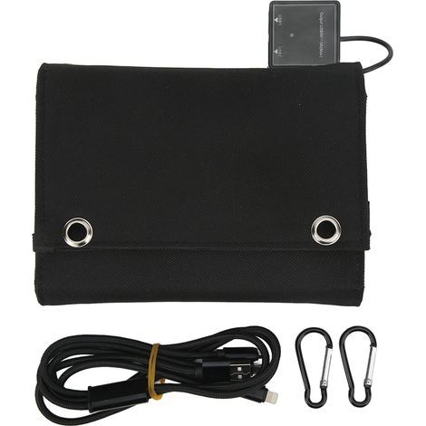 Panneau Solaire Pliable 25W 5V 8 Plaques Solaires avec Câble USB 1 à 3 et Mousqueton pour Extérieur (1/5)