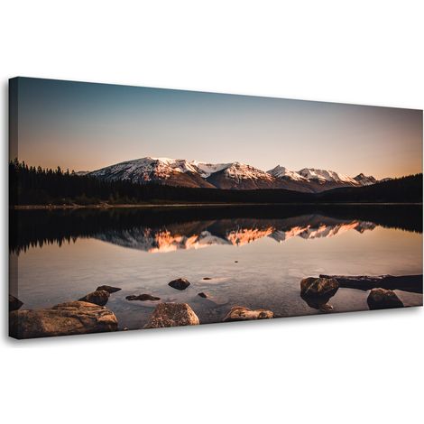 Leinwanddruck Naturlandschaft Berge Teich 80x40