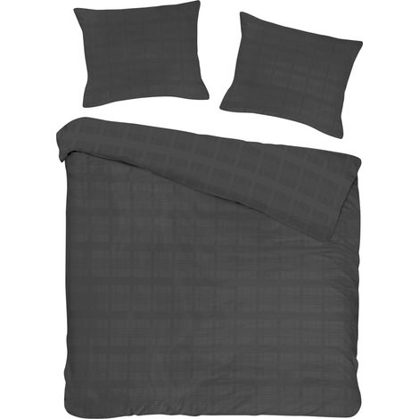 Baumwollbettwäsche 160x200 Satin Marsela Premium - Makosatin Anthrazit (1/5)